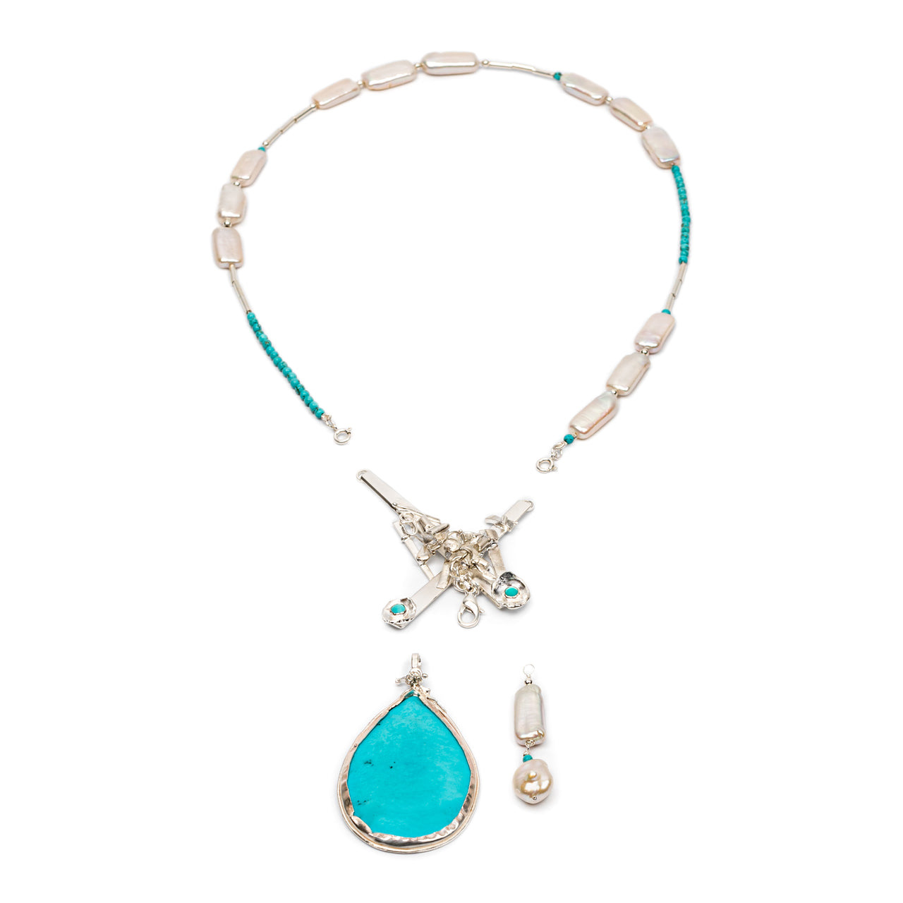 Changeable Turquoise and pearl necklace