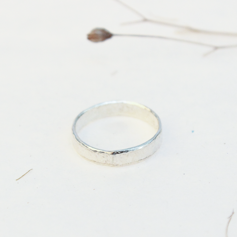 Hammered Silver Ring 4mm