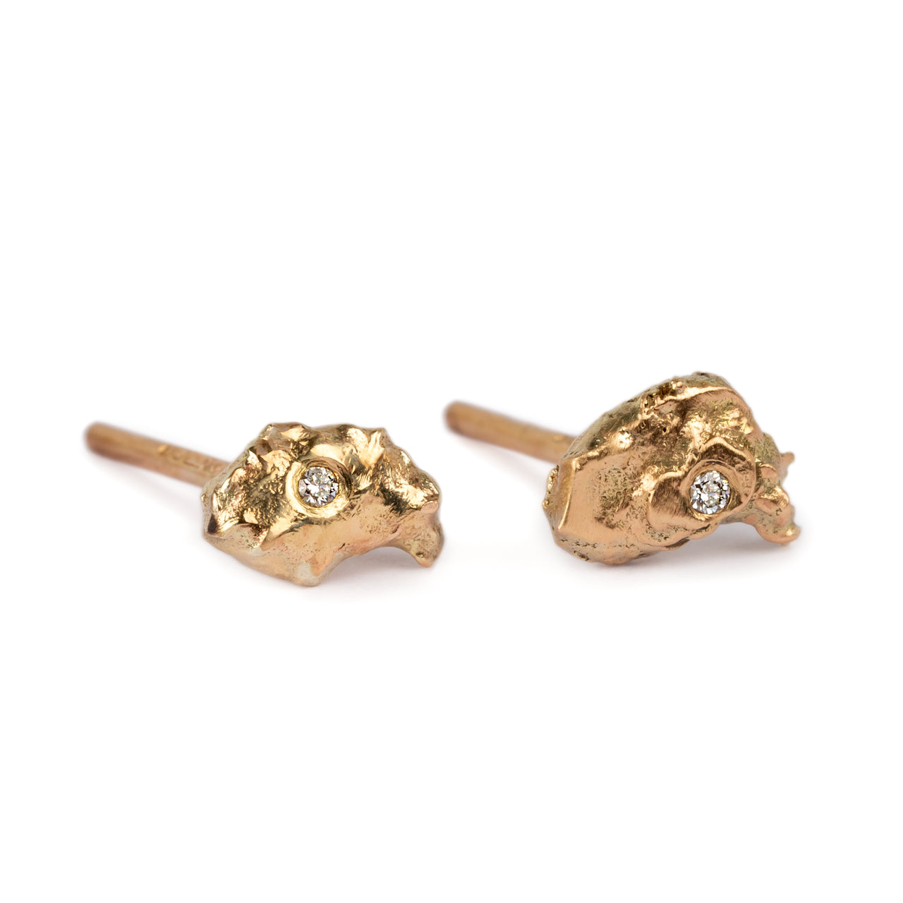 Gold and Diamonds nugget studs