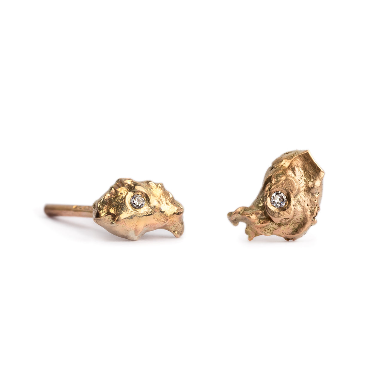 Gold and Diamonds nugget studs