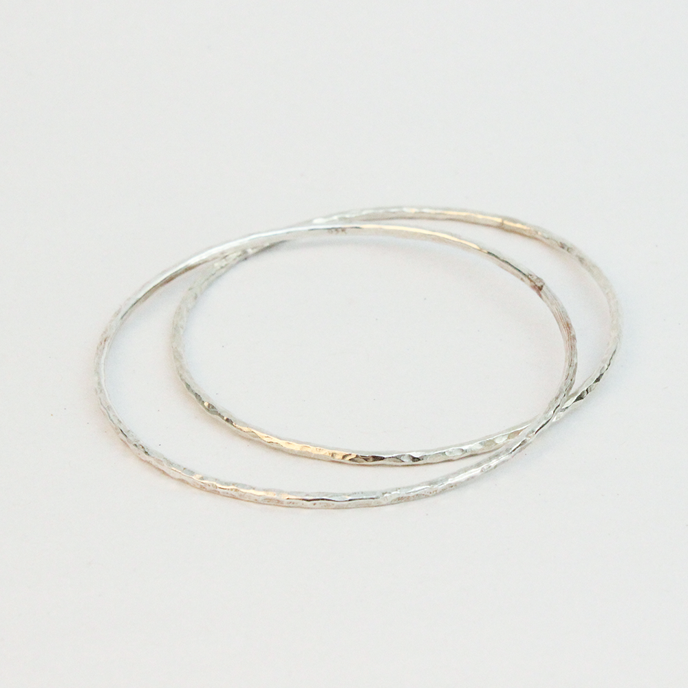 Fine Hammered Eco Silver Bracelets