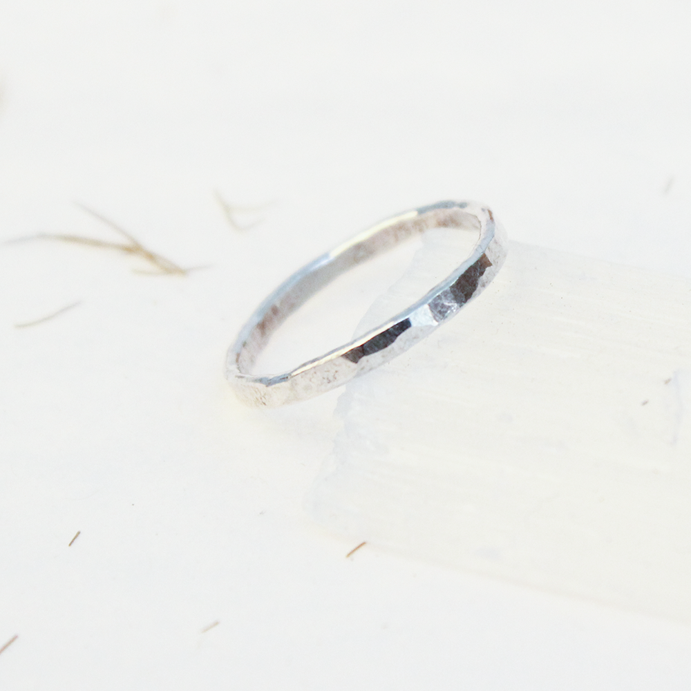 Hammered Silver Ring 2mm