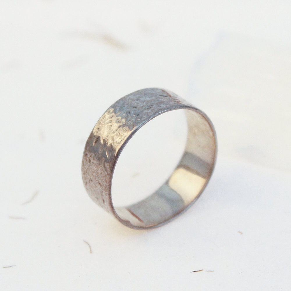 Hammered Silver Ring 7mm