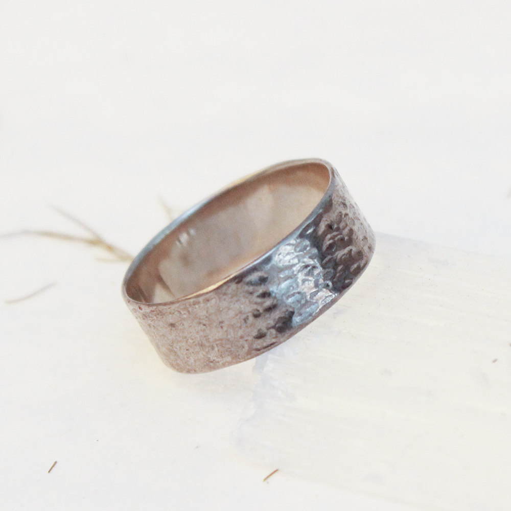 Hammered Silver Ring 7mm